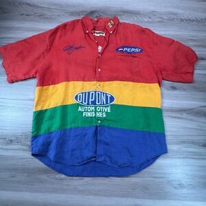 VTG Jeff Gordon 50th Ann NASCAR Dupont Rainbow XL Jeff Hamilton‎ Button Up Shirt